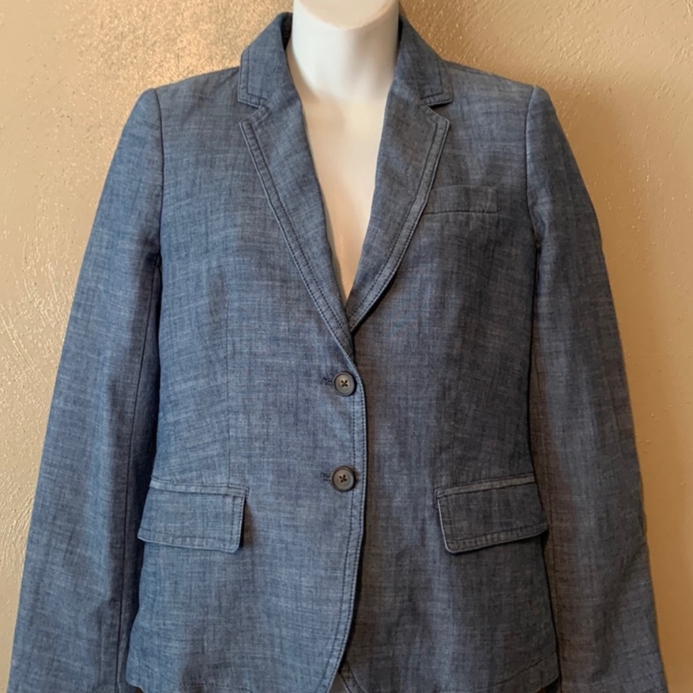 J Crew lightweight Fitted Denim Blazer